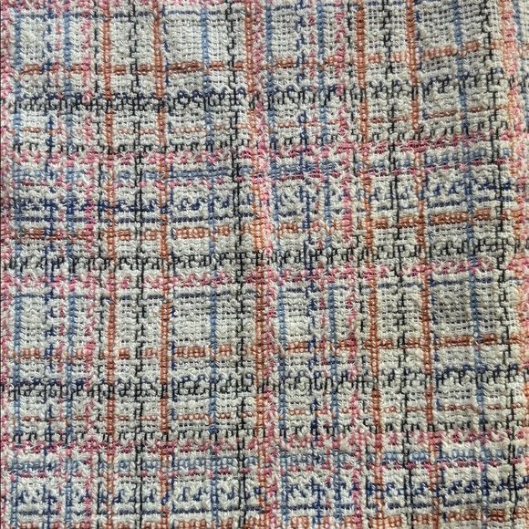 Zara |White Multicolor Pastel Tweed Fringe Frayed Hem Pearl Button Shift Dress S - Picture 12 of 15